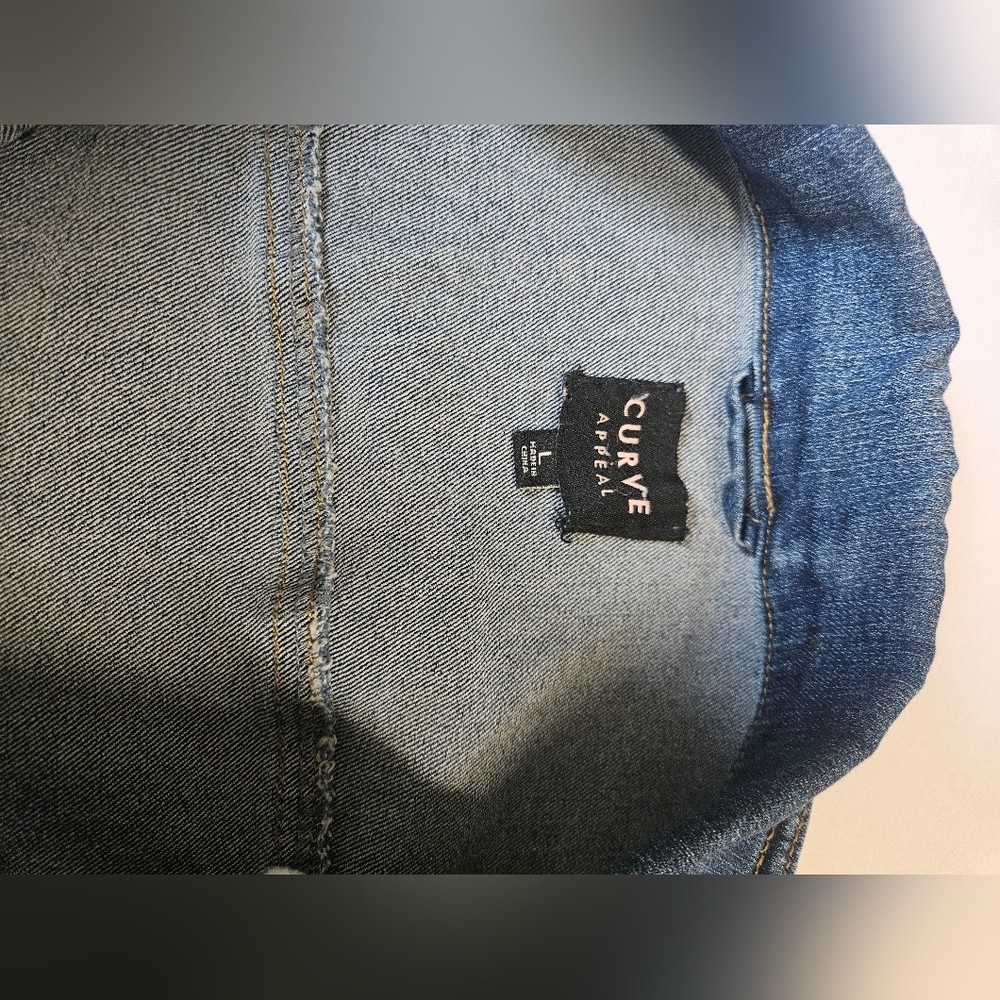 Curve Appeal- Women's L Jacket  Classic Blue Denim Jacket 81%Cotton Stretch - Picture 7 of 8